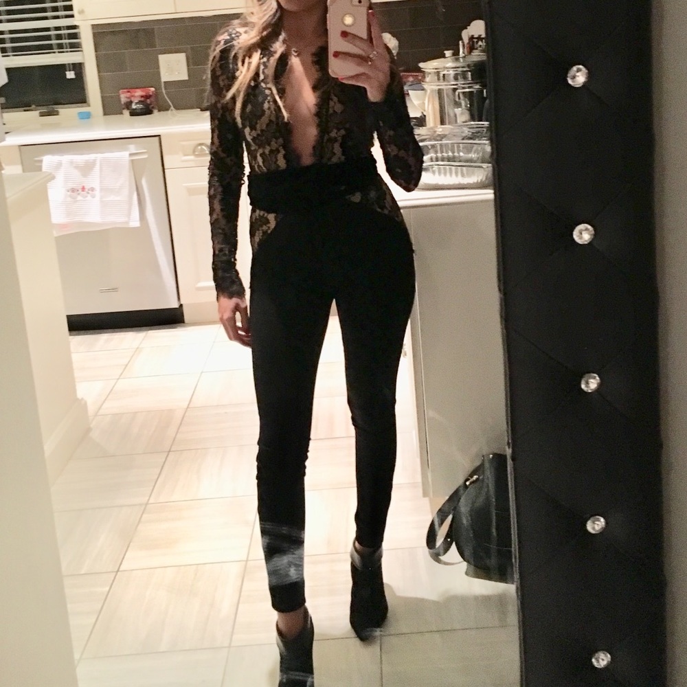 Black and Nude Jumpsuit from Revolve